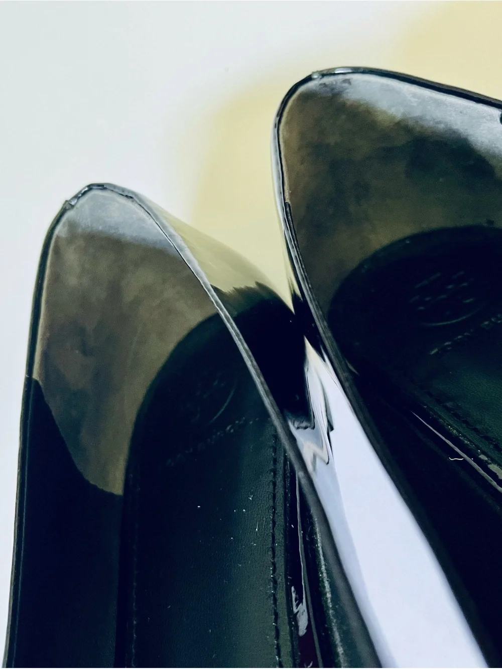 Tory Burch Trudy Black Patent Leather Peep-Toe Bow Flats - Size 10.5 M